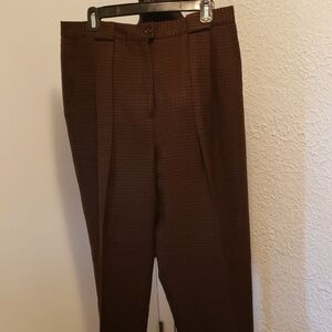 Jones New York Women's Brown Checkered Trousers